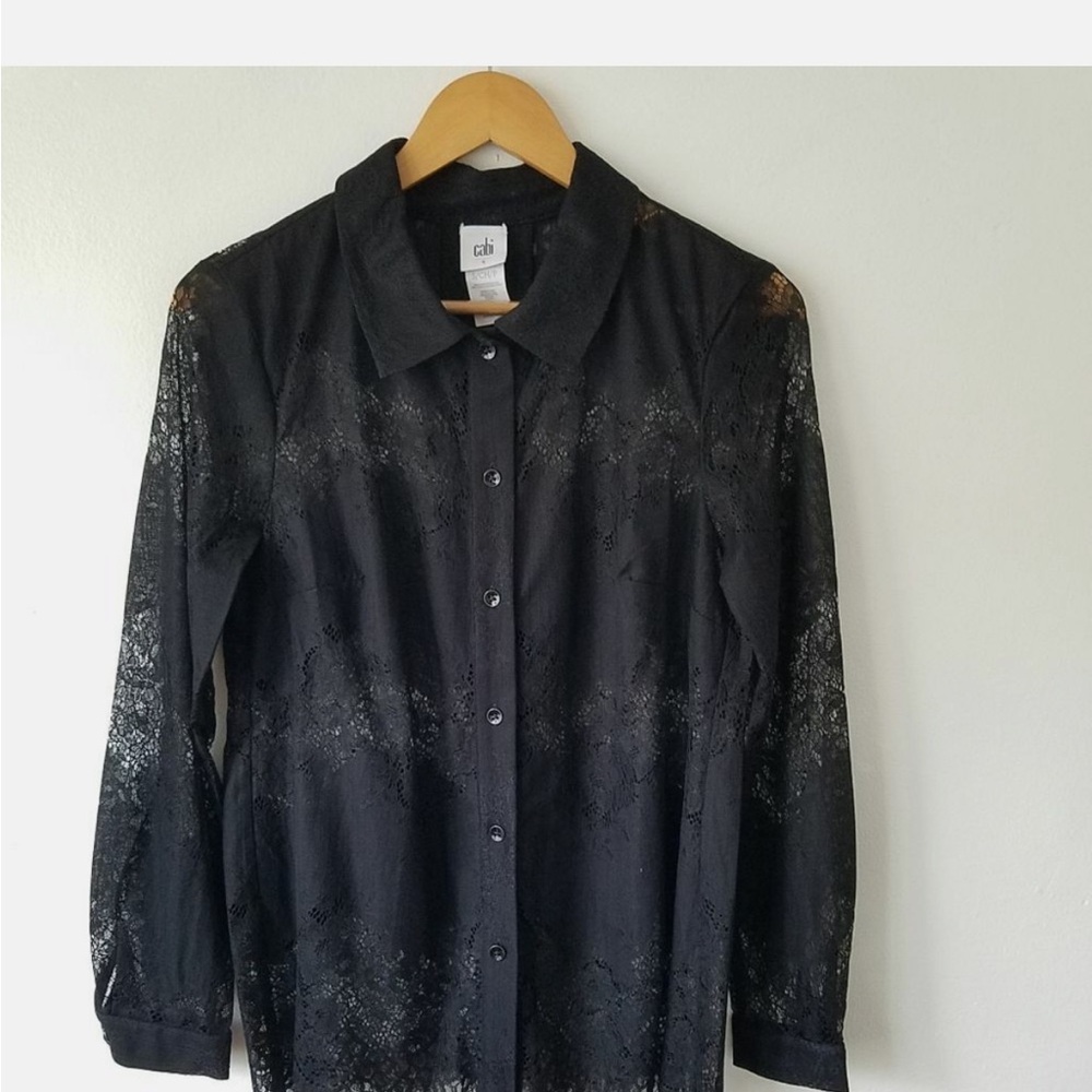 CAbi Black Lace Blouse